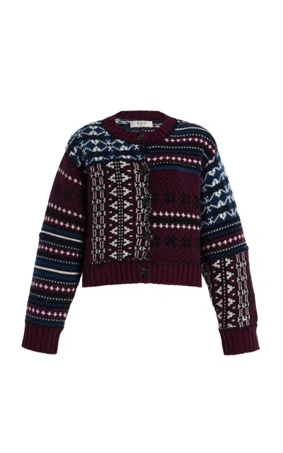 Sea Linea Fair Isle Wool Cardigan In Animal Print