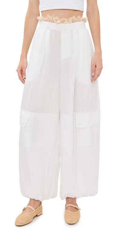 Sea Lisette Lace-trimmed Shell Wide-leg Pants In Multi