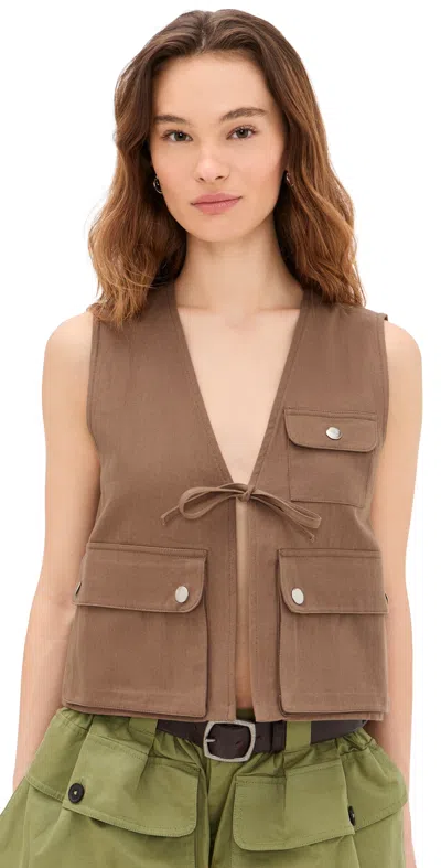Sea Lois Twill Vest Taupe In Brown