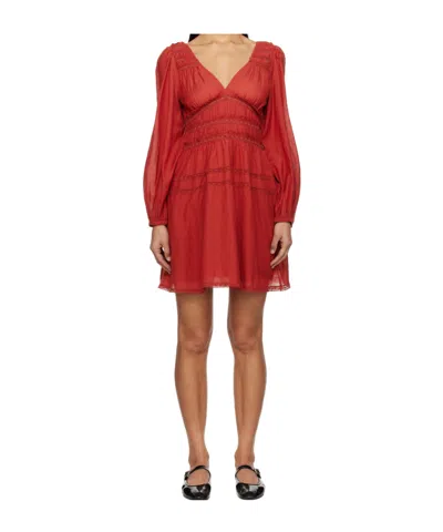 Sea Long Sleeve Dress In Red