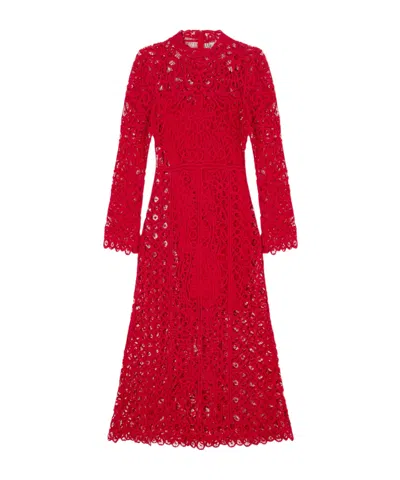 Sea Adelina Battenberg Lace Long Sleeve Dress Red