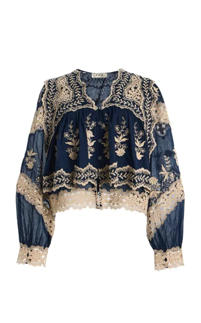 Sea Lovena Embroidered Cotton Top In Blue