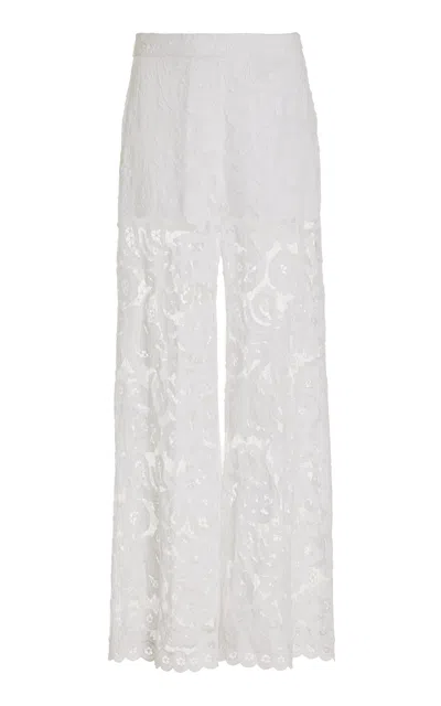 Sea Lovina Broderie Anglaise Wide-leg Trousers In White