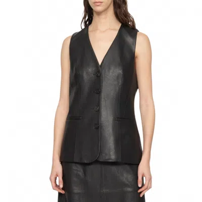 Sea Lucie Leather Vest In Black