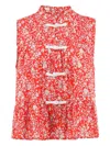 Sea Lucille Liberty Floral-print Knot Top In Red