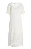 Sea Lula Embroidered Linen-blend Midi Dress