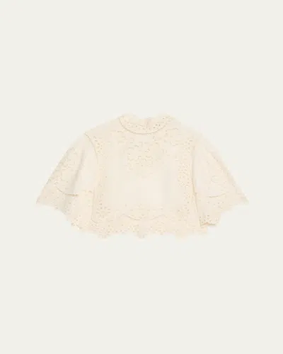 Sea Lula Embroidered Short-sleeve Top In White