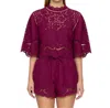 Sea Lula Embroidery Top In Jam In Red