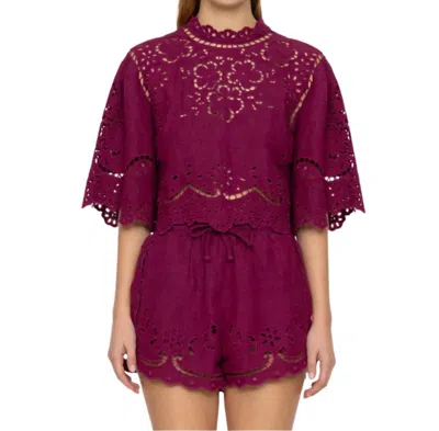 Sea Lula Embroidery Top In Jam In Red
