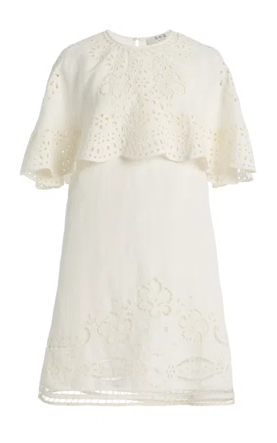 Sea Lulu Embroidered Linen-blend Mini Dress