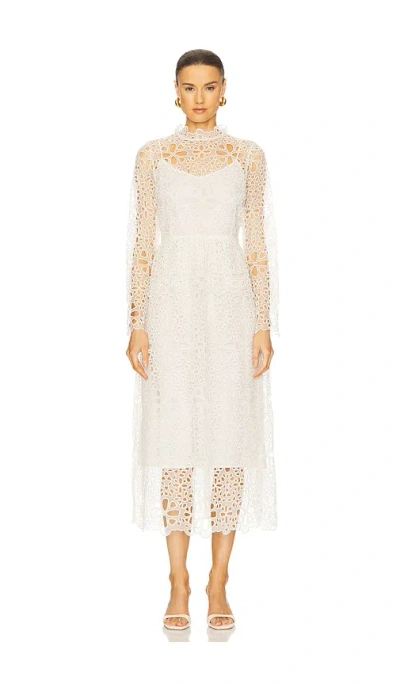 Sea Lumi Eyelet Peplum Long Sleeve Dress In White