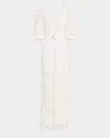 Shop Sea Lumi Puff-sleeve Eyelet Maxi Dress In Cream