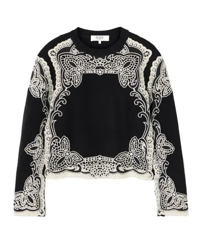 Sea Madeira Embroidery Patchwork Sweater In Black
