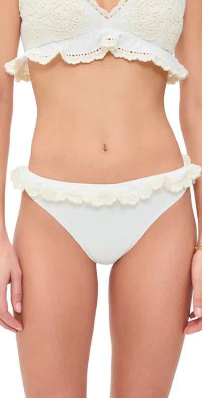 Sea Madelyn Crochet Bikini Bottom With Ruffle In White