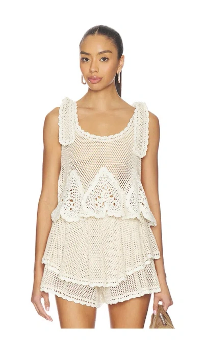 Sea Madelyn Crochet Tank In White