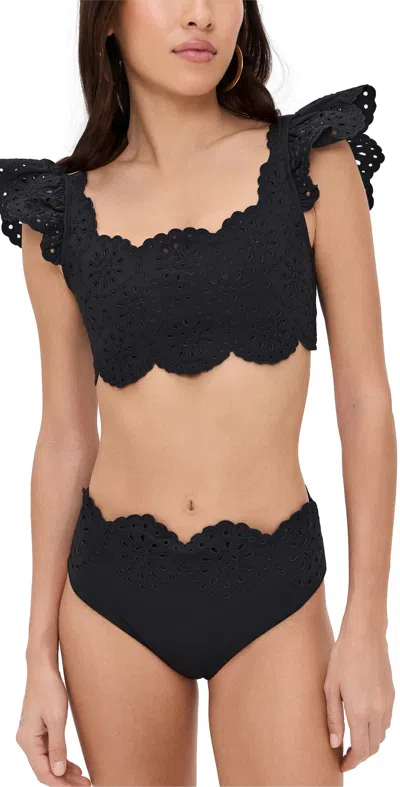 Sea Mae Scallop Bikini Top Black
