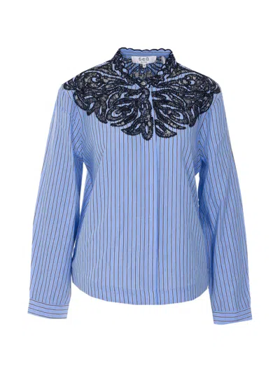 Sea Maella Stripe Lace Shirt In Blue