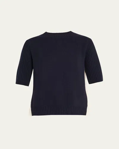 Sea Mallory Short-sleeve Combo Sweater In Blue