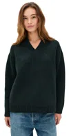 Sea Mallory V Neck Combo Sweater Forest In Black