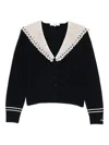 Sea Marie Crochet-collar Cardigan In Black