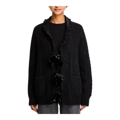 Sea Mariella Merino Wool Cable Knit Cardigan Sweater In Black