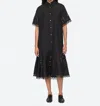Sea Marja Embroidered Shirt Dress In Black