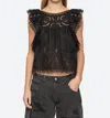 Sea Marja Embroidery Flutter Tank Top In Black In Black