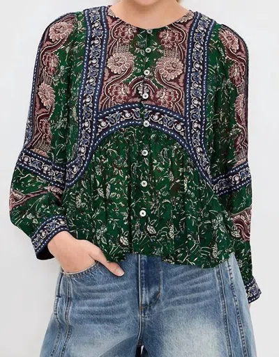 Sea Melba Long Sleeve Top In Green Multi In Black
