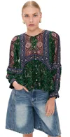 Sea Melba Printed Long Sleeve Top In Green