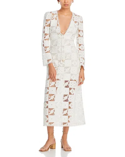 Sea New York Melia Embroidered V Neck Dress In White