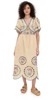 Sea Melinda Embroidered Short Sleeve Midi Dress In Ecru In Ecru