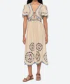 Sea Melinda Embroidered Short Sleeve Midi Dress In Ecru In White