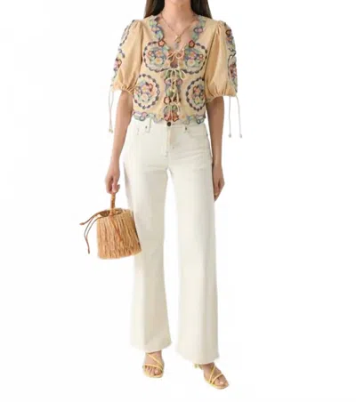 Sea Melinda Embroidered Short Sleeve Top In Ecru In Multi