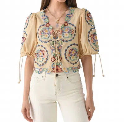 Sea Melinda Embroidery Short Sleeve Top In Ecru