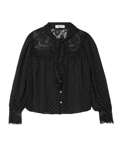Sea Melody Long-sleeve Blouse In Black