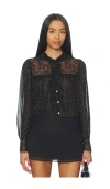 Sea Melody Tie-detailed Lace-trimmed Polka-dot Crepe De Chine Blouse In Black