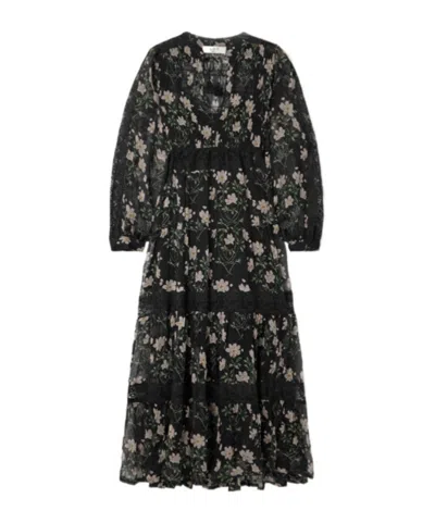 Sea Mid-length Lace-trimmed Dress In Black