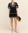 Sea Millie Embroidery Short Sleeve Tunic Dress In Black In Black