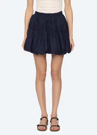 Sea Mirian Tiered Gathered Faille Mini Skirt In Black