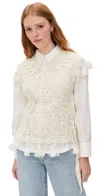 Sea Nara Crochet Combo Shirt Cream In White