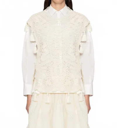Sea Nara Crochet Combo Shirt In Cream In Beige