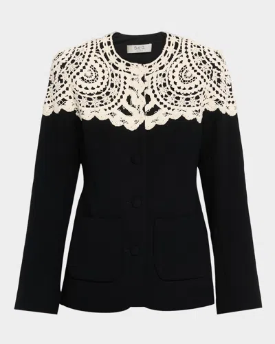 Sea Nara Crochet Jacket In Black