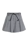 Sea Neci Belted Pleated Gingham Cotton-poplin Shorts In Blue
