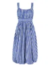 Sea Neci Gingham-check Balloon Midi Dress In Blue