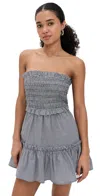 Sea Neci Shirred Gingham Cotton Mini Dress In Multi