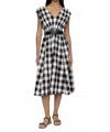 Sea Gathered Gingham Cotton-poplin Midi Dress In Black