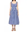 Sea Neci Gingham-check Balloon Midi Dress In Blue