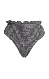 Sea Neci Shirred Gingham Bikini Bottom