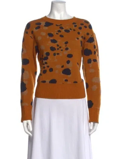 Pre-owned Sea New York Animal Print Crew Neck Sweater In Orange