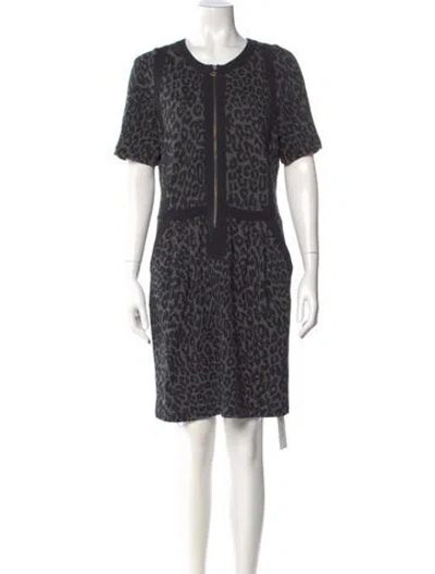 Pre-owned Sea New York Animal Print Knee-length Dress In Gray